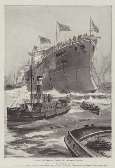 Launch of the Battle-Ship Vengeance at Barrow-in-Furness by Charles John de Lacy